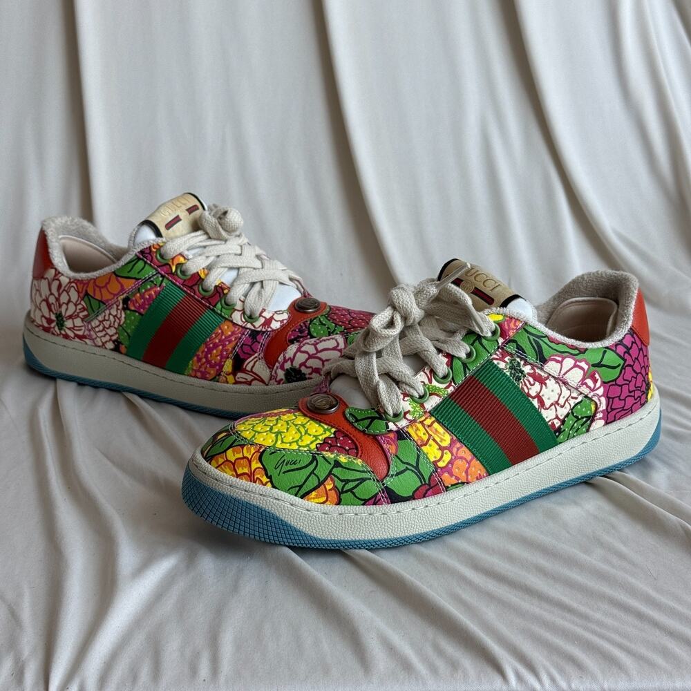 Gucci x Ken Scott Floral Screener Sneaker | Size 37.5 US Size 7.5 Rare
